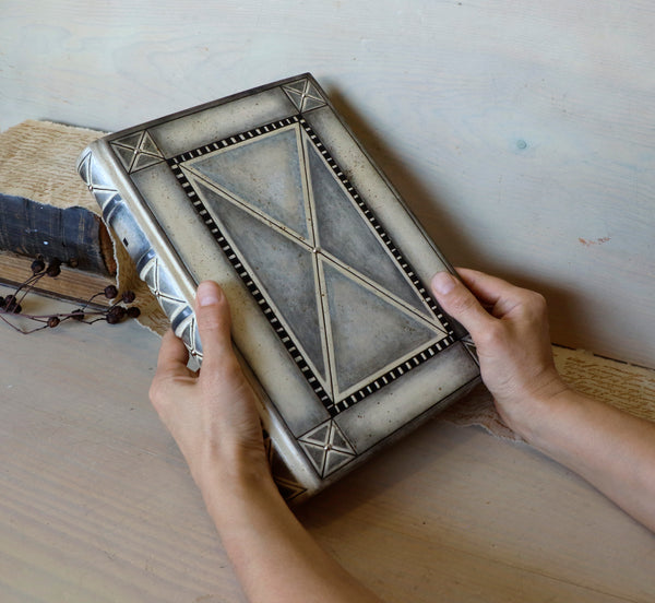 Cream Leather Journal with Silver Decoration - A World of Dreams