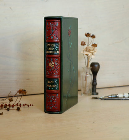 Pride and Prejudice | Jane Austen. Hand Tooled and Painted Leather Binding, Original Artwork Design. One of a kind