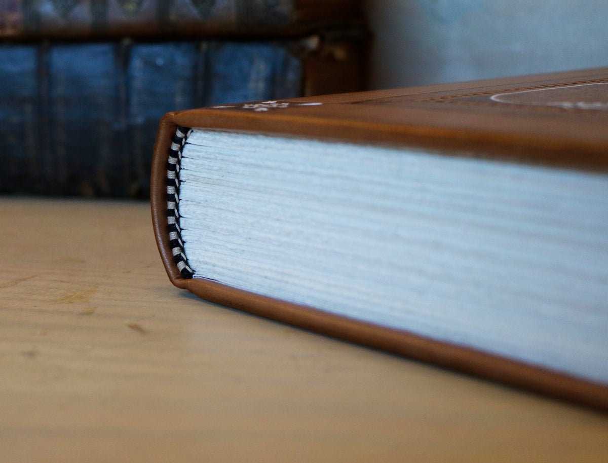 Brown Leather Journal with White Tooled Decoration - Inner Alchemy