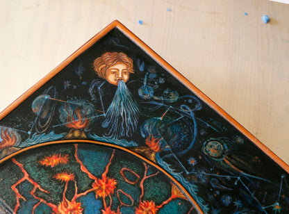 Hand-painted Leather Journal, One of a Kind blank book - Mundus Subterraneus, Internal Fires