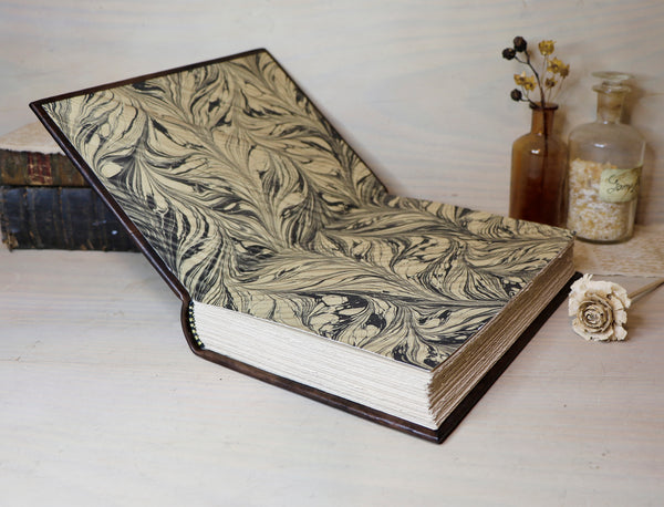 Antiqued Brown Leather Journal with Gold Tooled Decoration. Queen's Book