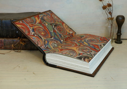 Vintage leather journal, Gold tooled decoration. The Old Book