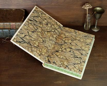Natural leather journal with tooled decoration and hand painted edges - Lattice of Dreams