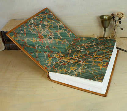 Antiqued Brown Leather Journal with Blind Tooled Decoration, Eternal Autumn