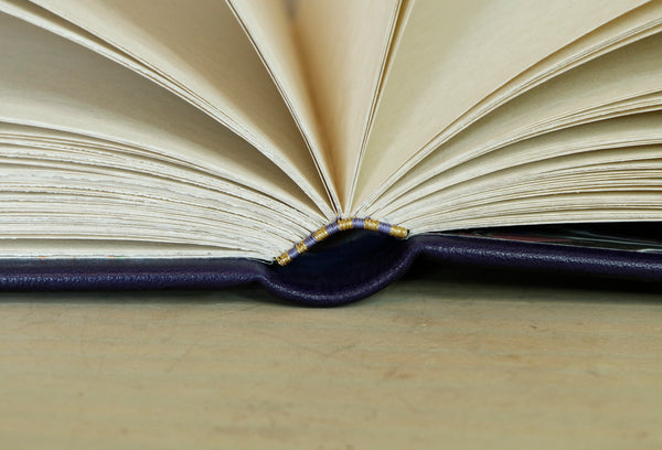 Starlit Pathway, Purple leather journal with gold tooled decoration
