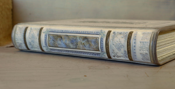 Cream Leather Journal / Guest Book with tooled and hand painted decoration - Ivory Dreams