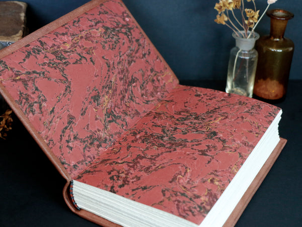 Dusty Pink Leather Journal with floral decoration. Spring Garden. One of a kind