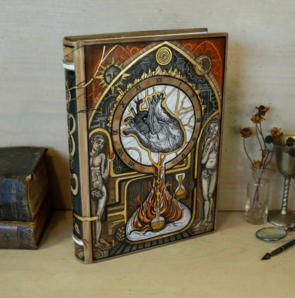 Handpainted Leather Blank Book with Original Artwork - The Alchemy of Love. One of a Kind.