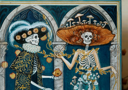 Handpainted Leather Journal / Blank Book with Original Artwork - A Dance Macabre of the Feminine Devine. One of a Kind