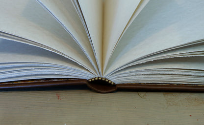 Brown leather journal with tooled diamond decoration. One of a Kind.