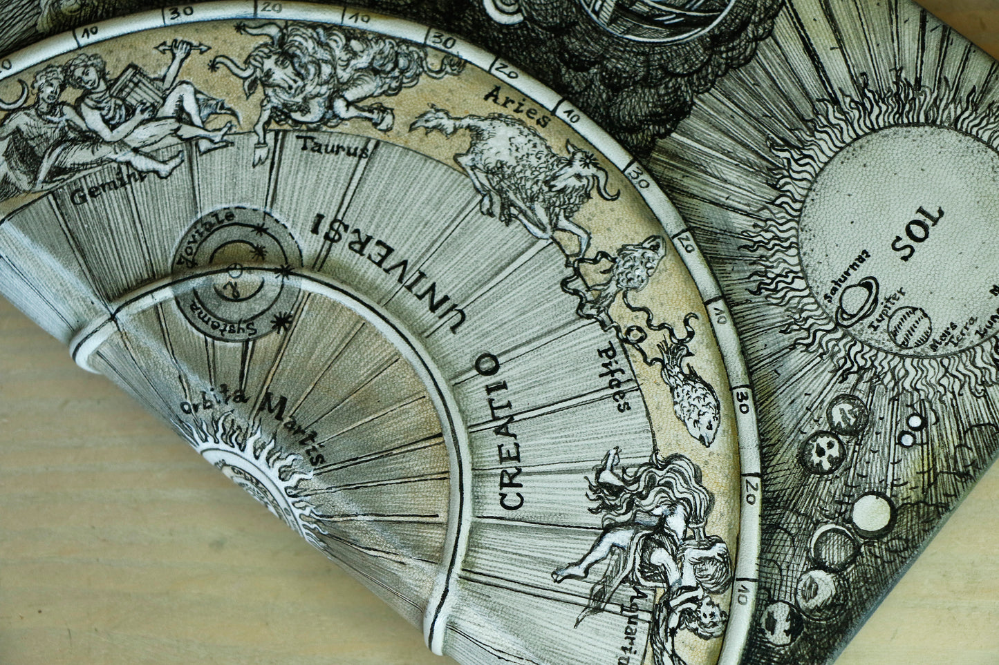 Handpainted Leather Journal, One of a Kind blank book on astrology with Copper Engraved Bookmark - Creatio Universi / The Creation of the Universe
