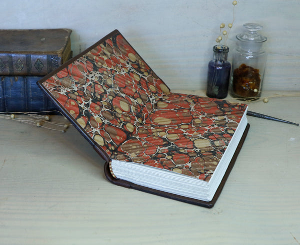Vintage leather journal, Gold tooled decoration - Amber Memories