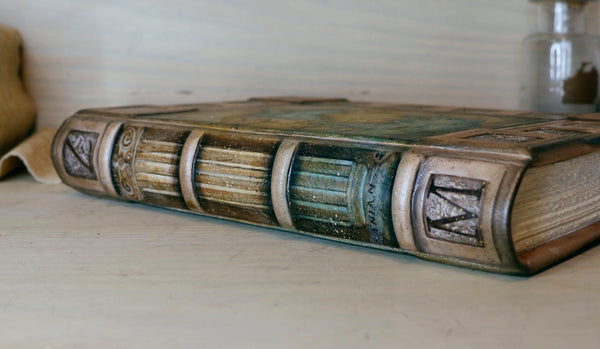 Handpainted leather journal, Artist paper, "The Story of Writing". One of a Kind
