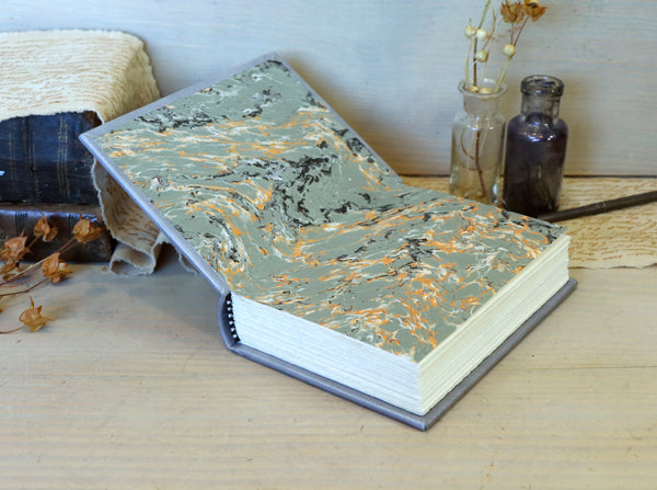 Antiqued grey leather journal with tooled decoration. The Silver Tree. One of a Kind