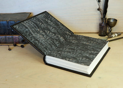Journal with Lock and Key, Black Leather, Medium Size - Diamond Portal