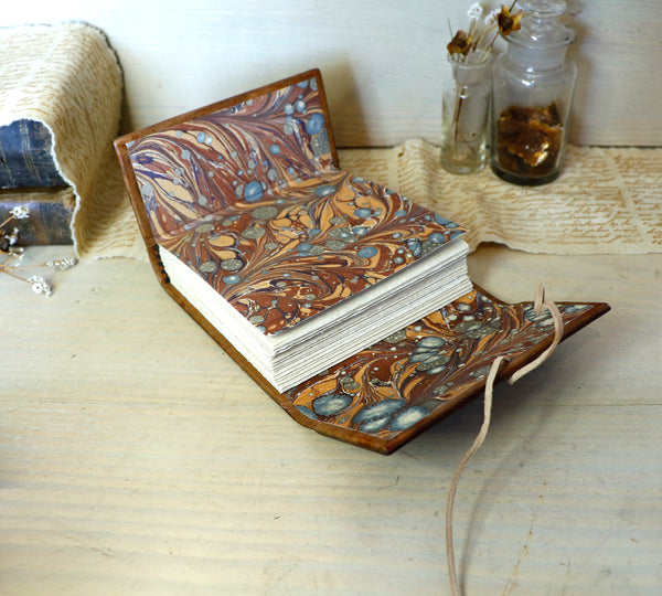 Heart Book - Brown Leather Journal with painted decoration - "With Love"