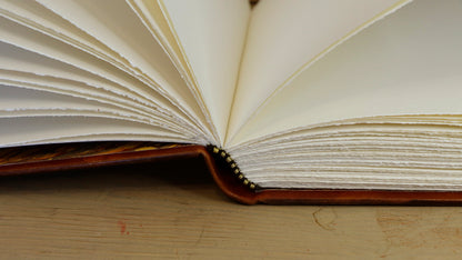 Antiqued brown leather journal with cross decoration - Faith