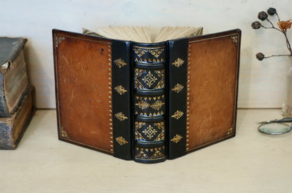 Vintage leather journal, Tooled decoration - Mystic Sunset