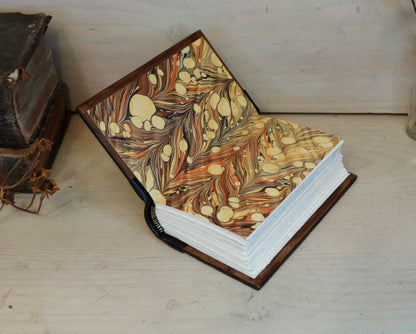 Small Vintage Leather Journal, Worn brown leather with Gold tooled decoration, Always Remember