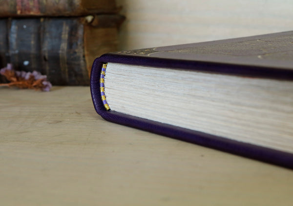 Starlit Pathway, Purple leather journal with gold tooled decoration