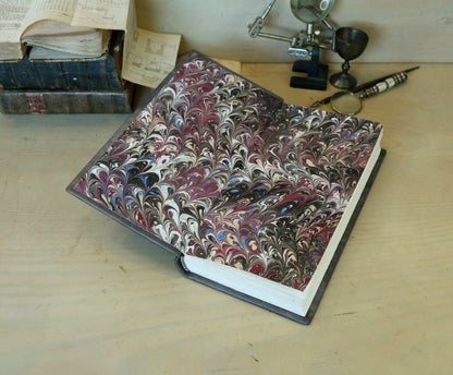 Antique Grey Leather Journal with gold decoration. Alchemic Journey. One of a Kind.