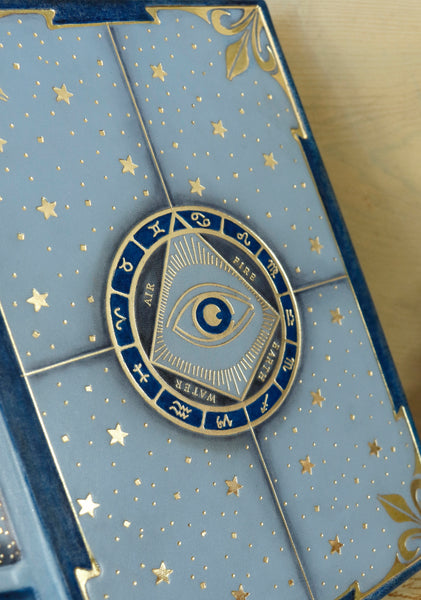 Light blue leather journal with gold tooled decoration, The Circle of Time