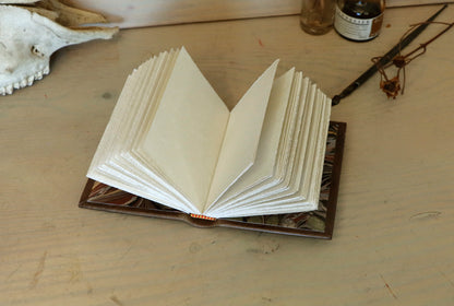 Natural leather journal, Tooled decoration - Orange Sunset