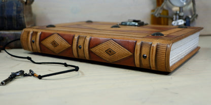 Journal with Lock and Key, Antique Brown Leather - The Diamond Gate. One of a kind.