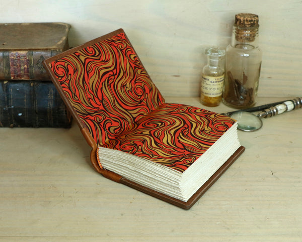 Vintage leather journal, Tooled decoration - Mystic Sunset