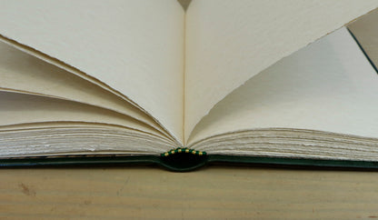 Dark Green Leather Journal with Gold Tooled Decoration. Romantic Journey