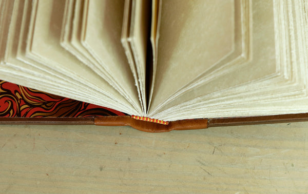 Vintage leather journal, Tooled decoration - Mystic Sunset