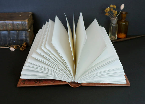 Dusty Pink Leather Journal with floral decoration. Spring Garden. One of a kind