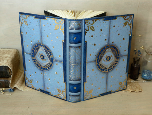 Light blue leather journal with gold tooled decoration, The Circle of Time