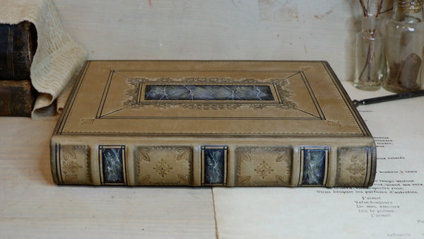 Brown Leather Journal with tooled and hand painted decoration - Cozy Days