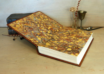 Antiqued brown leather journal with cross decoration - Faith