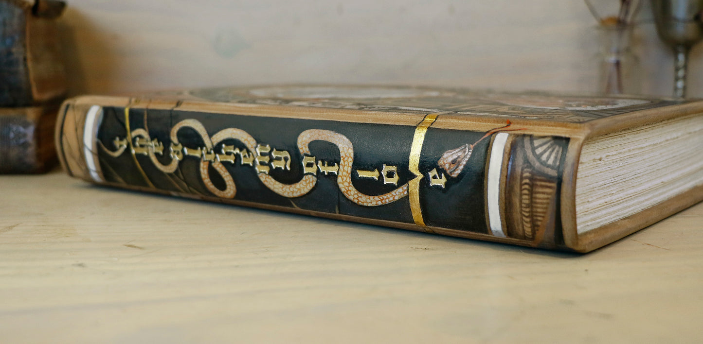 Handpainted Leather Blank Book with Original Artwork - The Alchemy of Love. One of a Kind.
