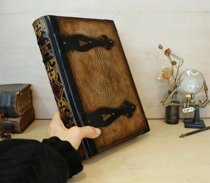 Once Upon a Time - Brown leather journal with metal corners and hinges