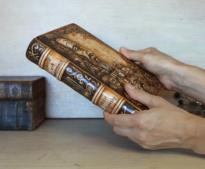 Crime and Punishment | Fyodor Dostoevsky. Handpainted Leather Binding, Original Artwork Design. One of a kind
