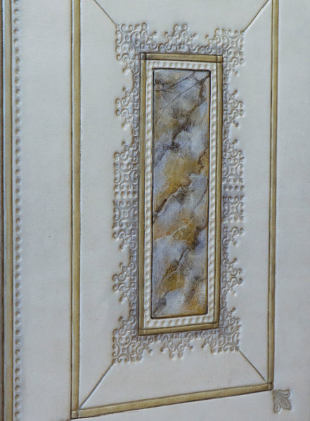 Cream Leather Journal / Guest Book with tooled and hand painted decoration - Ivory Dreams