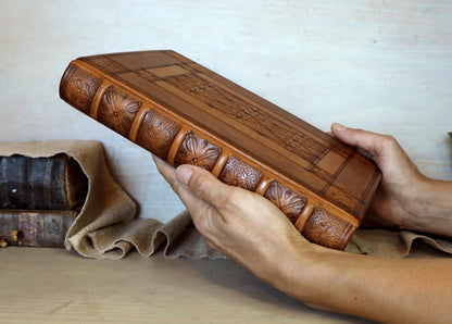 Antiqued Brown Leather Journal with Blind Tooled Decoration, Eternal Autumn