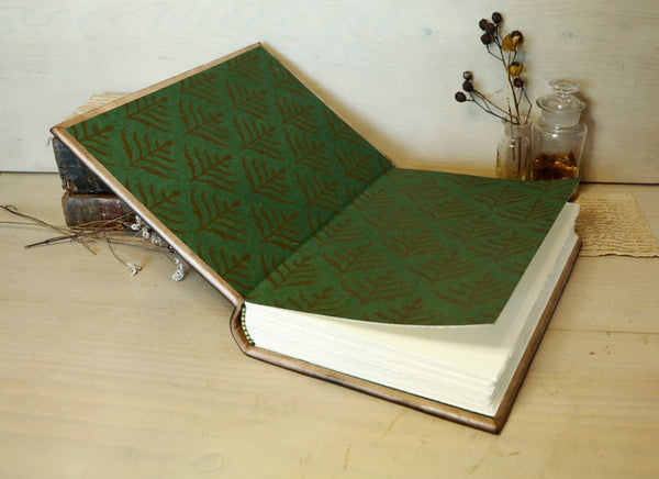 Unique leather binding with Hand painted decoration, The Herbarium