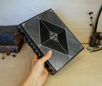 Journal with Lock and Key, Black Leather, Medium Size - Diamond Portal