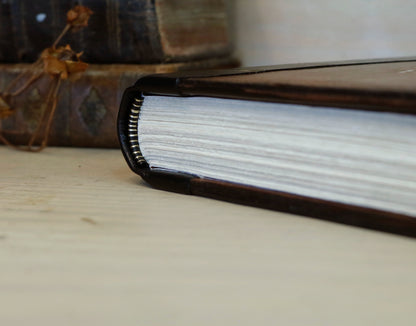 Vintage leather journal, Gold tooled decoration. The Old Book