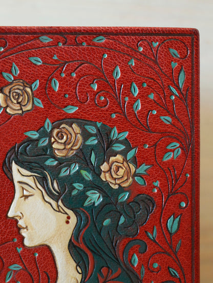 Pride and Prejudice | Jane Austen. Hand Tooled and Painted Leather Binding, Original Artwork Design. One of a kind