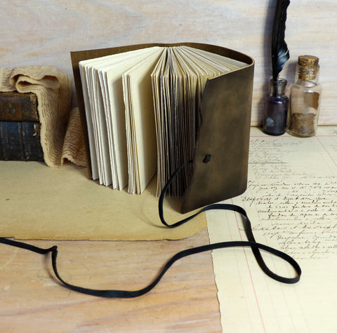 Greenish Brown  Leather Journal, Antiqued leather - Nightingale