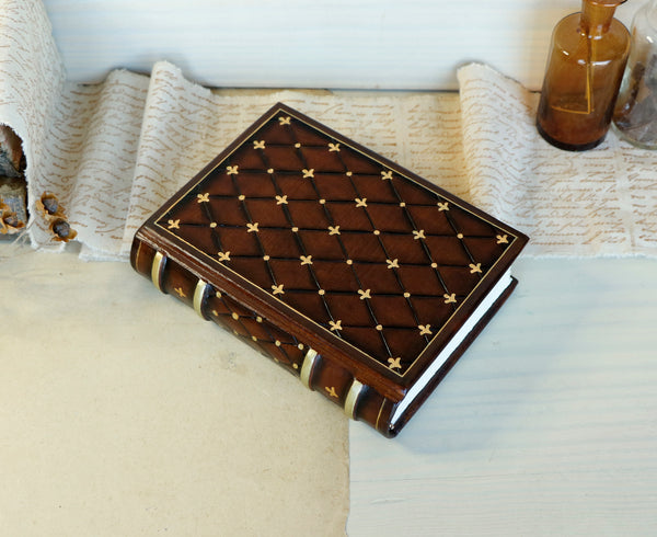 Antiqued Brown Leather Journal with Gold Tooled Decoration. Beloved Memories