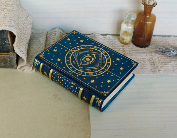 Blue leather journal with gold tooled decoration -  The Eye of the Universe