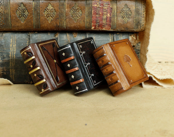 Miniature leather journals, Set of 3 very small books. The Little Trio