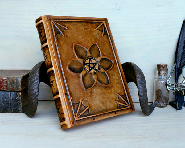 Brown leather journal, magic grimoire - Ouroboros