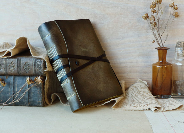 Antiqued Brown Leather Journal with soft cover - Wandering Words